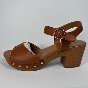 New Style & Co Anddreas Umber Platform Block-Heel Sandals, Brown, Women Size 6M